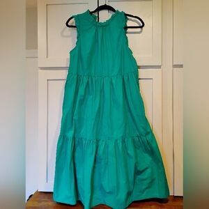 J. Crew Teal Green Tiered Midi Dress